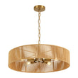 Load image into Gallery viewer, Farmhouze Light - 5 - Light Rustic Woven Rope Round Drum Ceiling Chandelier - Chandelier - Brass - 
