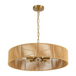 Load image into Gallery viewer, Farmhouze Light - 5 - Light Rustic Woven Rope Round Drum Ceiling Chandelier - Chandelier - Brass - 

