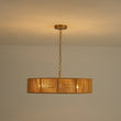 Load image into Gallery viewer, Farmhouze Light - 5 - Light Rustic Woven Rope Round Drum Ceiling Chandelier - Chandelier - Brass - 
