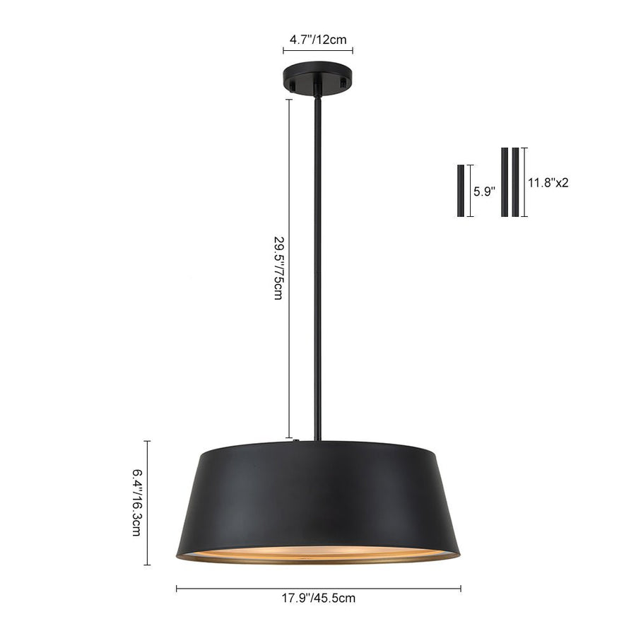 Farmhouze Light-5-Light Scandinavia Matte Black Drum Pendant Light-Pendant-Black-