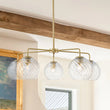 Load image into Gallery viewer, Farmhouze Light - 5 - Light Swirled Glass Globe Bubble Round Sputnik Chandelier - Chandelier - Clear Glass - 
