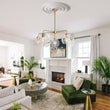 Load image into Gallery viewer, Farmhouze Light - 5 - Light Swirled Glass Globe Bubble Round Sputnik Chandelier - Chandelier - Hammered Glass - 
