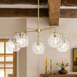 Load image into Gallery viewer, Farmhouze Light - 5 - Light Swirled Glass Globe Bubble Round Sputnik Chandelier - Chandelier - Hammered Glass - 
