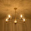 Load image into Gallery viewer, Farmhouze Light - 5 - Light Swirled Glass Globe Bubble Round Sputnik Chandelier - Chandelier - Striped Glass - 
