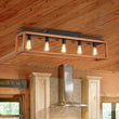 Load image into Gallery viewer, Farmhouze Light - 5 - light Wood Rectangle Cage Island Chandelier / Semi Flush Mount - Ceiling Light - 39.4 in. - 
