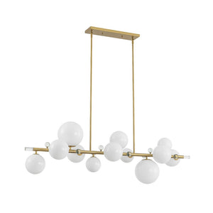 Farmhouze Light - 56” Modern Milky Glass Globe Island Pendant Chandelier - Chandelier - Brass - 