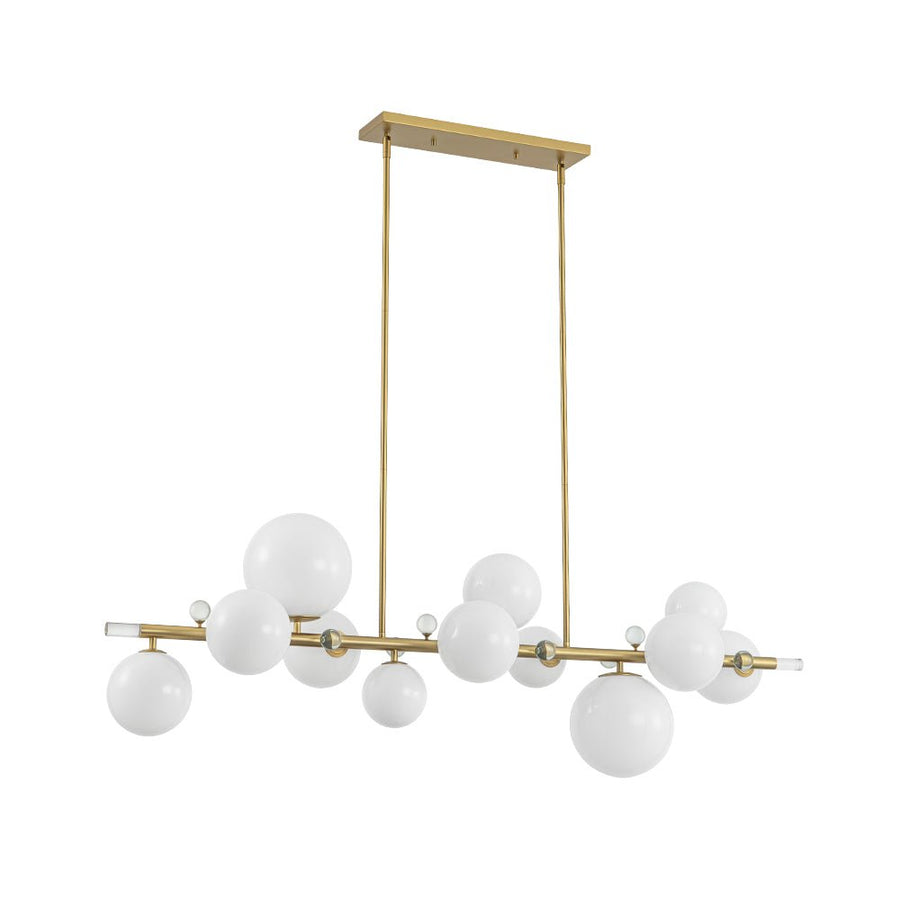 Farmhouze Light - 56” Modern Milky Glass Globe Island Pendant Chandelier - Chandelier - Brass - 