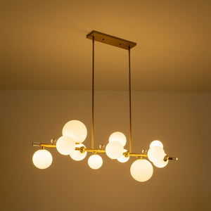 Farmhouze Light - 56” Modern Milky Glass Globe Island Pendant Chandelier - Chandelier - Brass - 