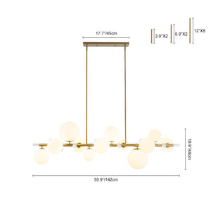 Farmhouze Light - 56” Modern Milky Glass Globe Island Pendant Chandelier - Chandelier - Brass - 