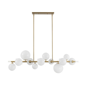 Farmhouze Light - 56” Modern Milky Glass Globe Island Pendant Chandelier - Chandelier - Brass - 