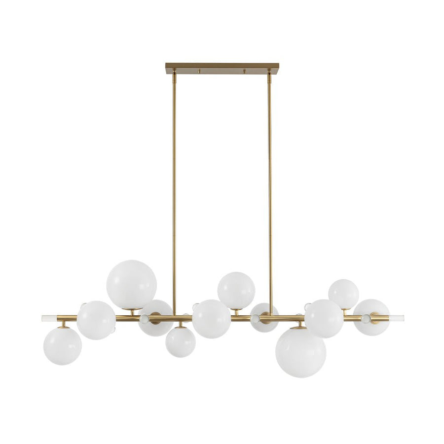 Farmhouze Light - 56” Modern Milky Glass Globe Island Pendant Chandelier - Chandelier - Brass - 