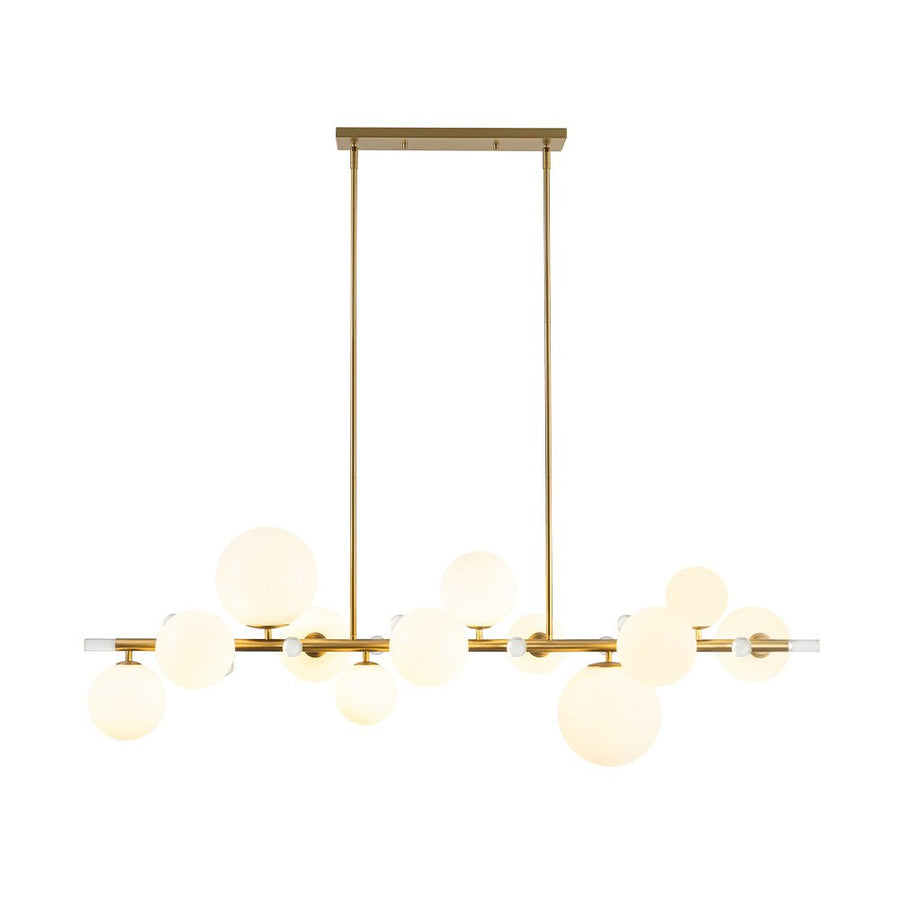 Farmhouze Light - 56” Modern Milky Glass Globe Island Pendant Chandelier - Chandelier - Brass - 