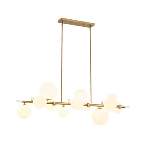 Farmhouze Light - 56” Modern Milky Glass Globe Island Pendant Chandelier - Chandelier - Brass - 