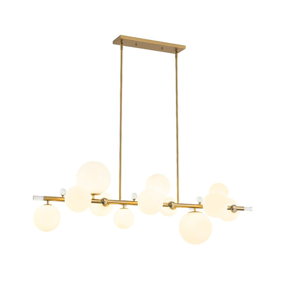 Farmhouze Light - 56” Modern Milky Glass Globe Island Pendant Chandelier - Chandelier - Brass - 