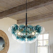 Load image into Gallery viewer, Farmhouze Light - 6 - Light Dimmable Cluster Glass Globe Blue Bubble Chandelier - Chandelier - Gradual Blue - 
