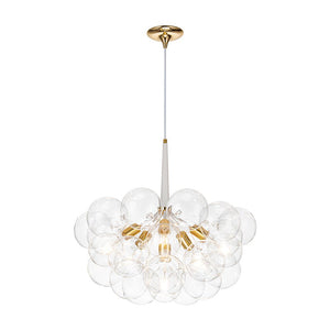 Farmhouze Light - 6 - Light Dimmable Glam Cluster Glass Globe Bubble Chandelier - Chandelier - Brown + Brass - 
