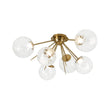 Load image into Gallery viewer, Farmhouze Light - 6 - Light Dimmable LED Glass Globe Sputnik Semi Flush Mount - Ceiling Light - Brass - 
