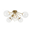 Load image into Gallery viewer, Farmhouze Light - 6 - Light Dimmable LED Glass Globe Sputnik Semi Flush Mount - Ceiling Light - Brass - 
