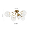 Load image into Gallery viewer, Farmhouze Light - 6 - Light Dimmable LED Glass Globe Sputnik Semi Flush Mount - Ceiling Light - Brass - 
