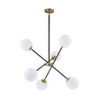 Load image into Gallery viewer, Farmhouze Light - 6 - Light Linear Opal Glass Globe Adjustable Sputnik Chandelier - Chandelier - Black Brass - 
