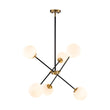 Load image into Gallery viewer, Farmhouze Light - 6 - Light Linear Opal Glass Globe Adjustable Sputnik Chandelier - Chandelier - Black Brass - 
