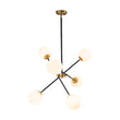 Load image into Gallery viewer, Farmhouze Light - 6 - Light Linear Opal Glass Globe Adjustable Sputnik Chandelier - Chandelier - Black Brass - 
