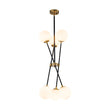 Load image into Gallery viewer, Farmhouze Light - 6 - Light Linear Opal Glass Globe Adjustable Sputnik Chandelier - Chandelier - Black Brass - 
