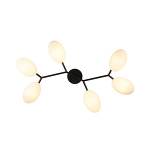 Farmhouze Light - 6 - Light Opal Glass Globe Branch Ceiling Light - Ceiling Light - Black - 6 - Light