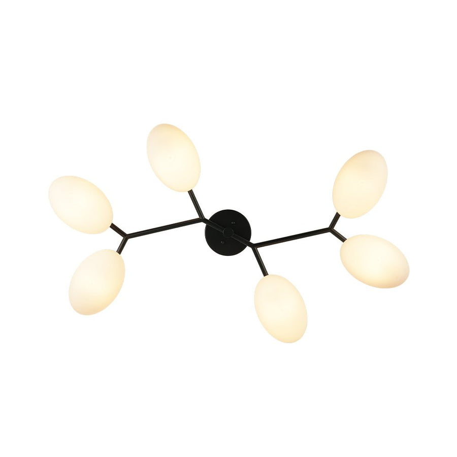Farmhouze Light - 6 - Light Opal Glass Globe Branch Ceiling Light - Ceiling Light - Black - 6 - Light