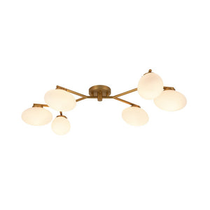 Farmhouze Light - 6 - Light Opal Glass Globe Branch Ceiling Light - Ceiling Light - Black - 6 - Light