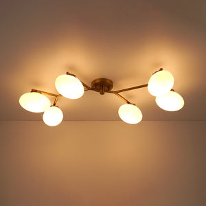 Farmhouze Light - 6 - Light Opal Glass Globe Branch Ceiling Light - Ceiling Light - Black - 6 - Light