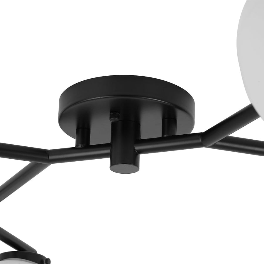 Farmhouze Light - 6 - Light Opal Glass Globe Branch Ceiling Light - Ceiling Light - Black - 6 - Light