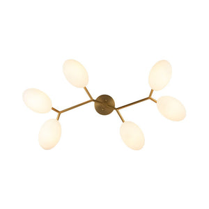 Farmhouze Light - 6 - Light Opal Glass Globe Branch Ceiling Light - Ceiling Light - Black - 6 - Light