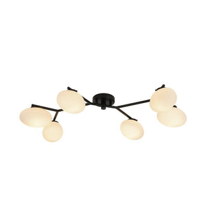 Farmhouze Light - 6 - Light Opal Glass Globe Branch Ceiling Light - Ceiling Light - Black - 6 - Light