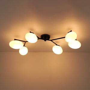 Farmhouze Light - 6 - Light Opal Glass Globe Branch Ceiling Light - Ceiling Light - Black - 6 - Light