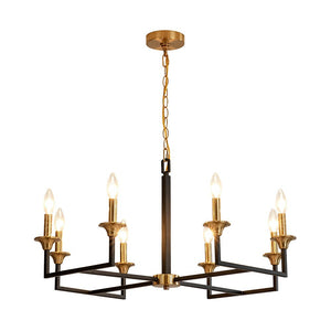 Farmhouze Light - 8 - Light Farmhouse Black Brass Candle Style Chandelier - Chandelier - 29 in - 