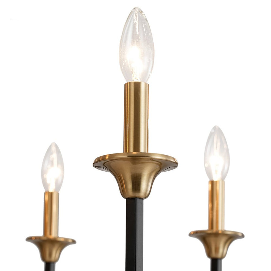 Farmhouze Light - 8 - Light Farmhouse Black Brass Candle Style Chandelier - Chandelier - 29 in - 