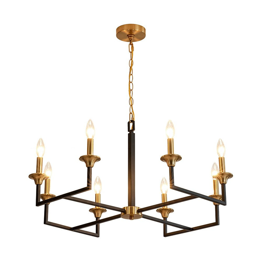 Farmhouze Light - 8 - Light Farmhouse Black Brass Candle Style Chandelier - Chandelier - 29 in - 