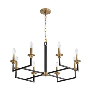 Farmhouze Light - 8 - Light Farmhouse Black Brass Candle Style Chandelier - Chandelier - 29 in - 