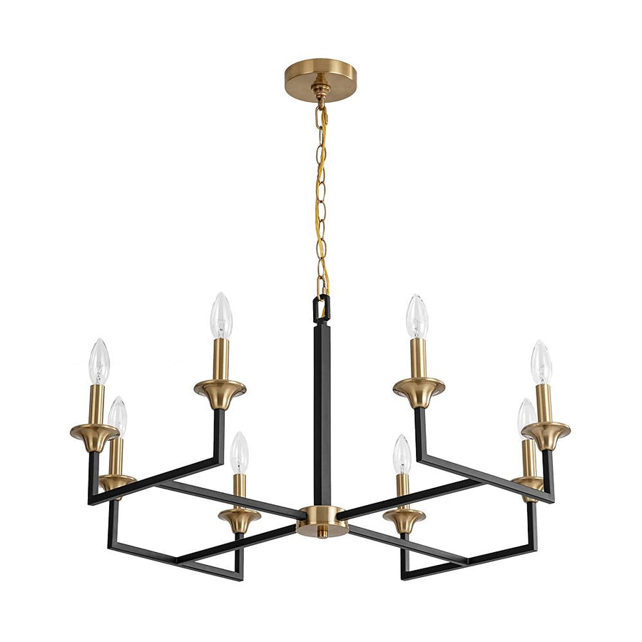 Farmhouze Light - 8 - Light Farmhouse Black Brass Candle Style Chandelier - Chandelier - 29 in - 