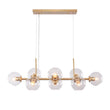 Load image into Gallery viewer, Farmhouze Light - 8 - Light Glass Globe Bubble Linear Island Semi Flush Chandelier - Chandelier - Clear Glass + Brass Finish - 
