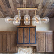 Load image into Gallery viewer, Farmhouze Light - 8 - Light Glass Globe Bubble Linear Island Semi Flush Chandelier - Chandelier - Clear Glass + Brass Finish - 
