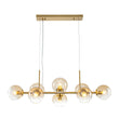 Load image into Gallery viewer, Farmhouze Light-8-Light Glass Globe Bubble Linear Island Semi Flush Chandelier-Chandelier-Green Glass + Black Finish-
