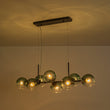 Load image into Gallery viewer, Farmhouze Light - 8 - Light Glass Globe Bubble Linear Island Semi Flush Chandelier - Chandelier - Green Glass + Black Finish - 
