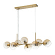 Load image into Gallery viewer, Farmhouze Light-8-Light Glass Globe Bubble Linear Island Semi Flush Chandelier-Chandelier-Green Glass + Black Finish-
