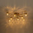 Load image into Gallery viewer, Farmhouze Light-8-Light Sputnik Artisan Water Glass Oval Globe Brass Semi Flush-Ceiling Light-43.3 in-
