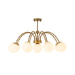 Load image into Gallery viewer, Farmhouze Light-9-Light Frosted Glass Glass Brass Round Sputnik Semi Flush Mount-Chandelier-Brass-
