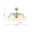 Load image into Gallery viewer, Farmhouze Light-9-Light Frosted Glass Glass Brass Round Sputnik Semi Flush Mount-Chandelier-Brass-
