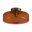 Load image into Gallery viewer, Farmhouze Light - Amber Reeded Glass Drum Single Semi Flush Ceiling Light - Ceiling Light - Amber Glass - 
