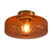 Load image into Gallery viewer, Farmhouze Light - Amber Reeded Glass Drum Single Semi Flush Ceiling Light - Ceiling Light - Amber Glass - 
